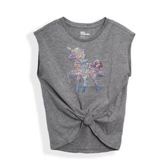 Big Girls Short-less Medium Sleeve Flip Sequin Graphic T-shirt M - Picture 5 of 8